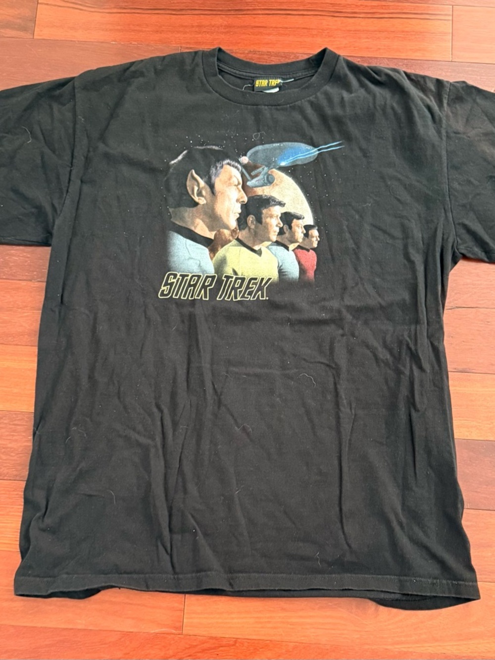 Y2K Star trek Spock Kirk T-Shirt Size XL Black
